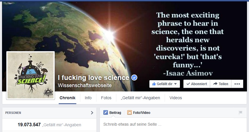 Vor zwei Jahren gestartet und inzwischen fast 20 Millionen Facebook-Fans - eine neue Form der Wissenschaftsberichterstattung. (Screenshot (C) meta)